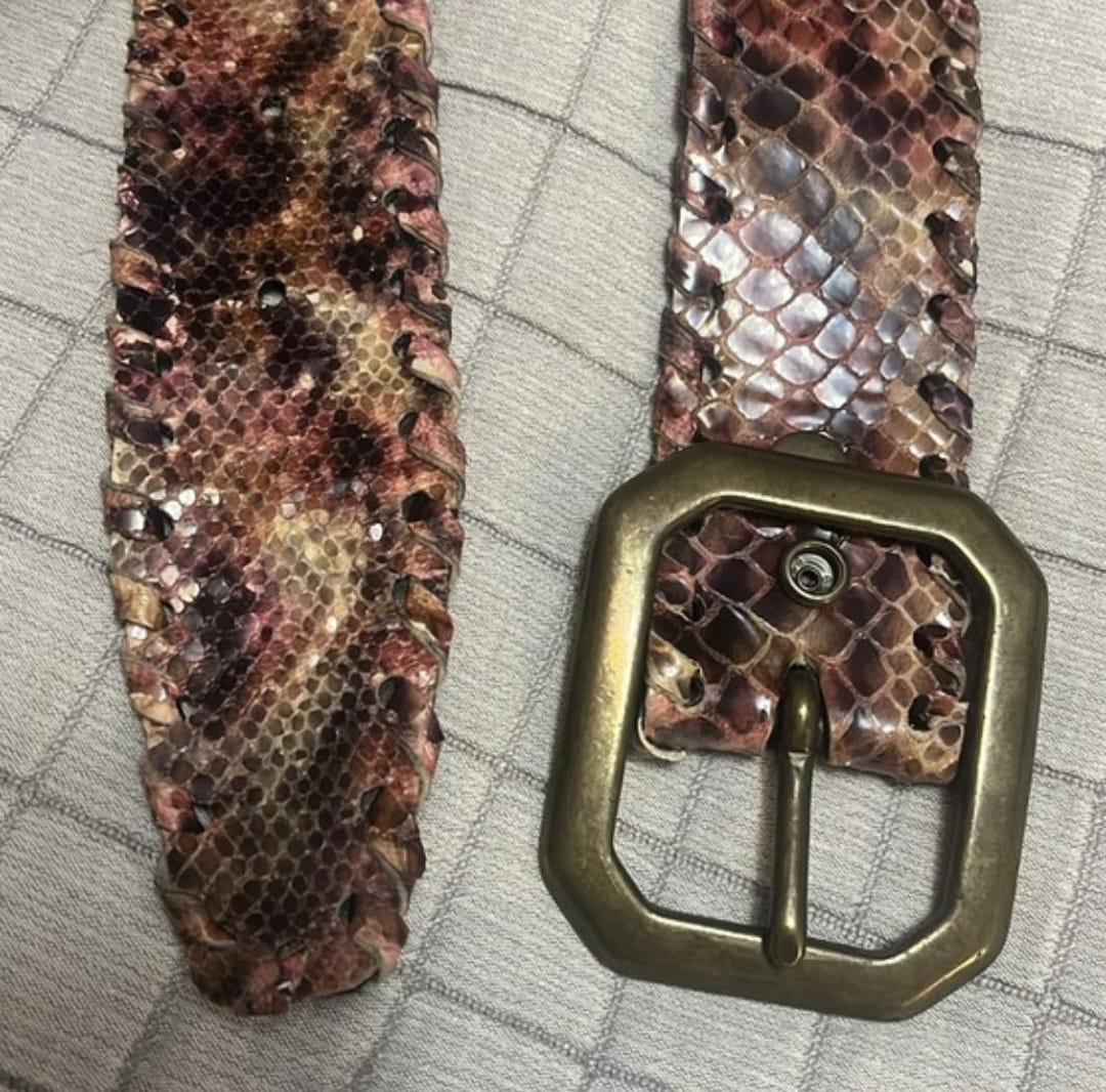 Melamed  snake print wide vintage brown Leather belt size large B1075 - Copperhead Snake Print Leather Belt - Double J Saddlery main image 4