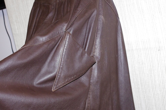Echtes leder Italy Brown Leather Plaid Flare Boho… - image 2