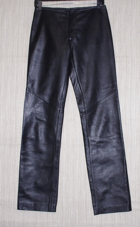 VAUNT Italy Vera Pelle Black Leather Women Pants S