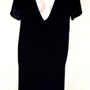 Bichon by Sara Edwards Black Open Draped Back Short Sleeve Dress Vintage Size:8