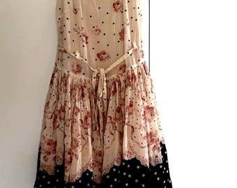RED Valentino Silk Floral Dress Cherry Blossoms Print Fit Flare