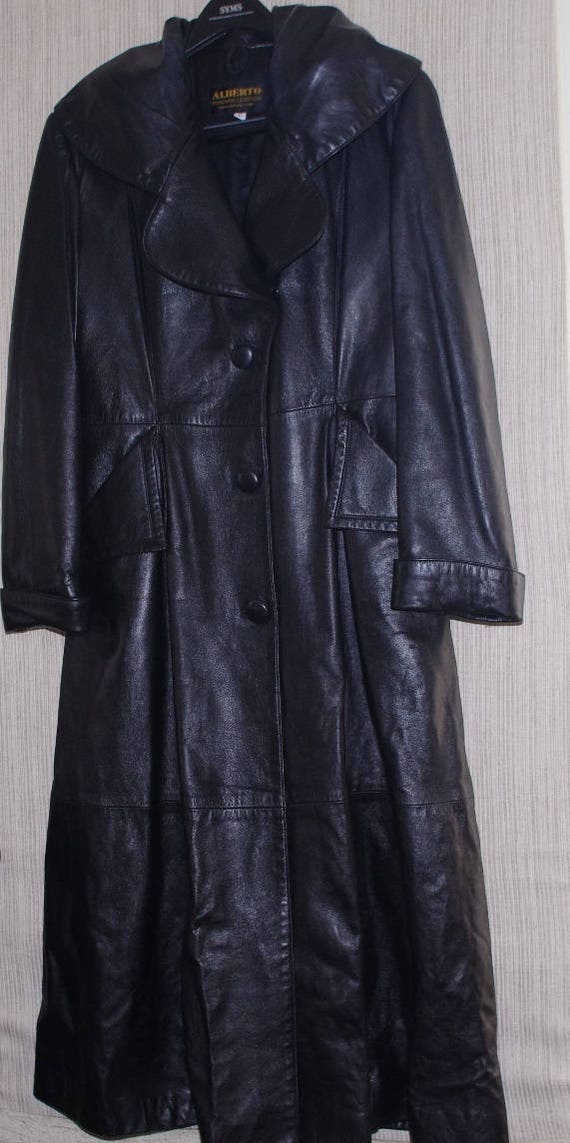 Vintage ALBERTO DESIGNER LEATHER Black Long Women Insulated Vintage ALBERTO DESIGNER LEATHER Black Long Women Insulated