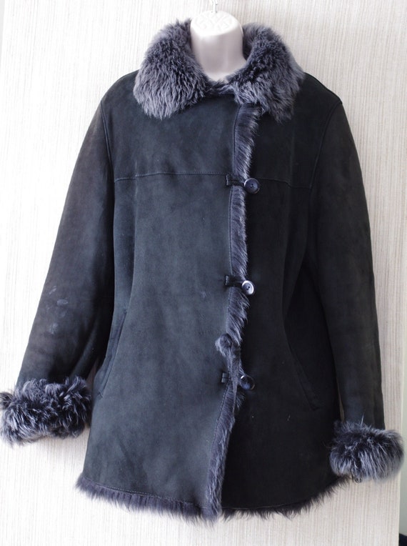 BLUE Duck Shearling Genuine Sheepskin Black Women… - image 1