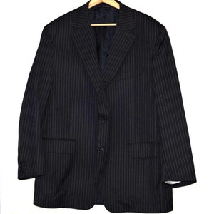 CANALI for Harry Rosen Black Striped Wool Blazer Men Size: 52
