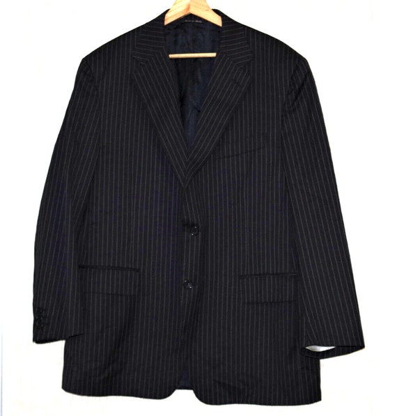 CANALI for Harry Rosen Black Striped Wool Blazer M