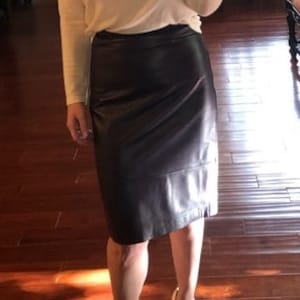ZION Vintage  Black Italian Lambskin Pencil Knee Length  Skirt Size :6