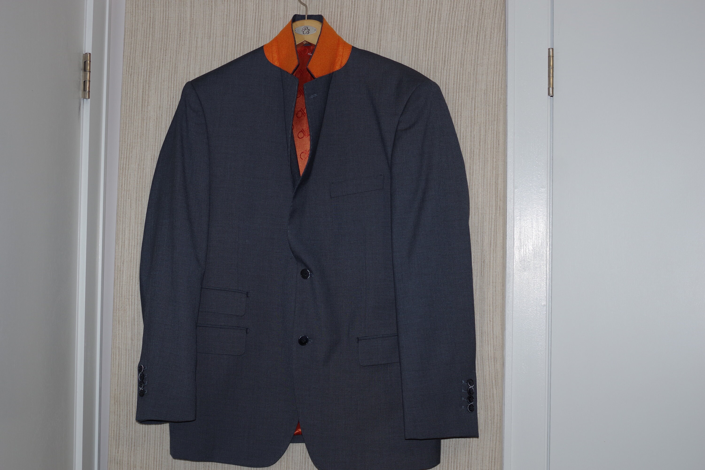 Bianco Brioni Vitale Barberis Canonico Gray Blue Wool Silk Men