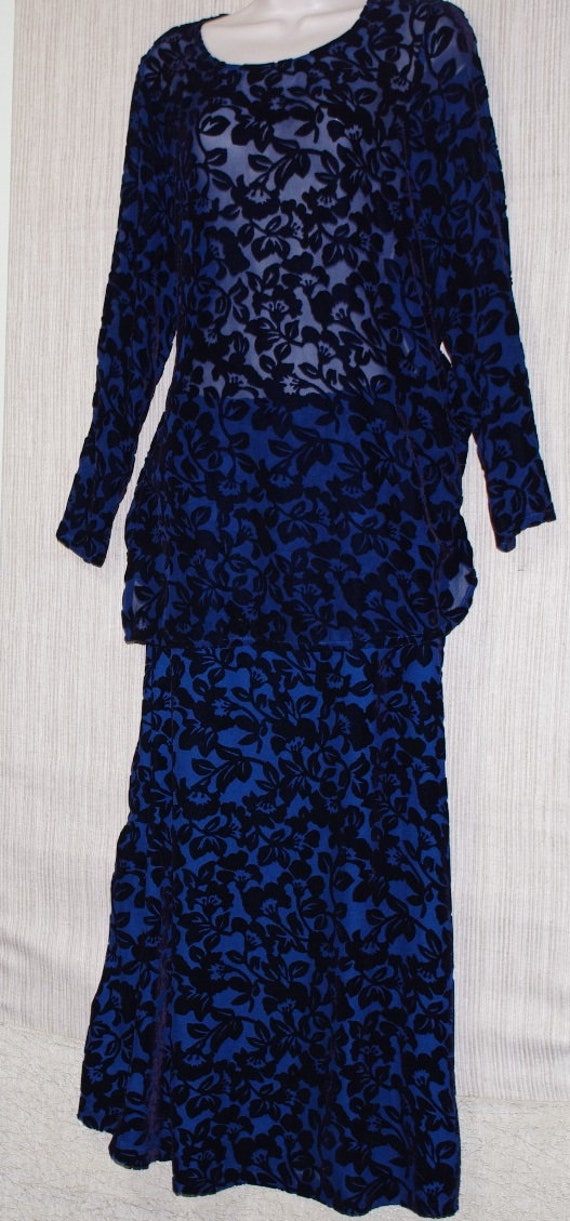 Laura Ashley Navy Blue Velvet Floral Print Viscose