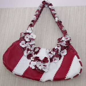 Wabags sac à bandoulière en cuir floral rouge blanc