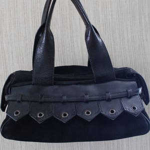 Vintage Les Copains Jeans Italy  Black Genuine Leather Handbag