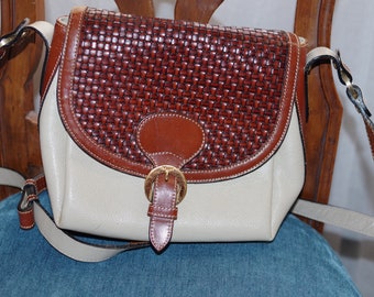 Bally vintage cross-body Woven brown beige bag 1970