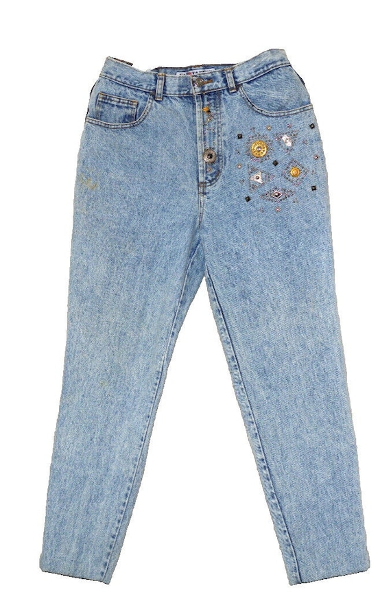 Vintage Dakota Blue Jeans Bedazzled Front Regular 