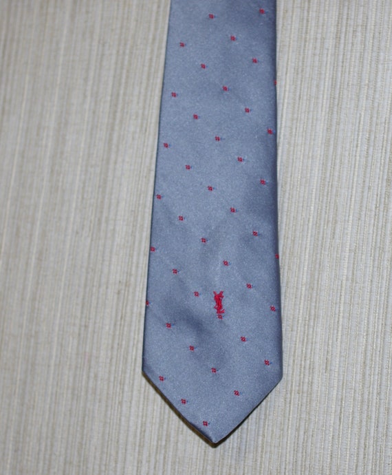 Yves Sant Lauren neckwear Silver Gray Red details 