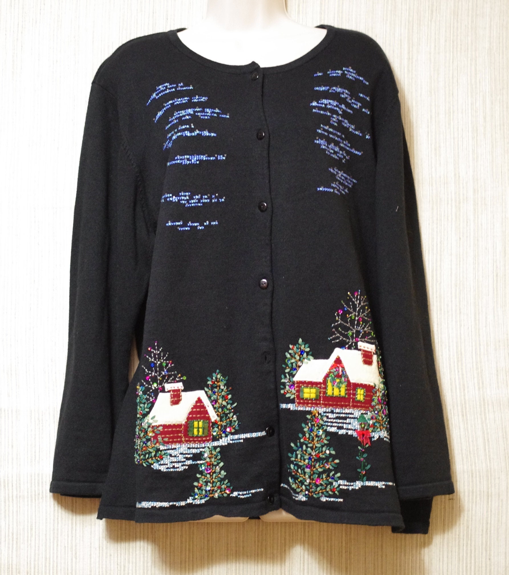 Black christmas cardigan outlet