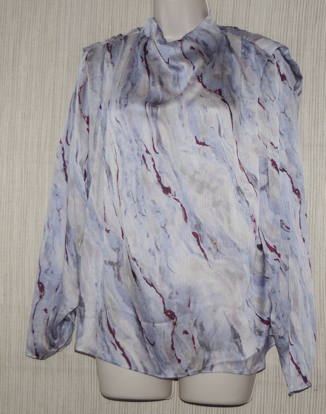 Amanda Uprichard Vintage Polyester Long Sleeve Blue Gray Blouse Size:l -  Etsy Norway, image size:1080x1370