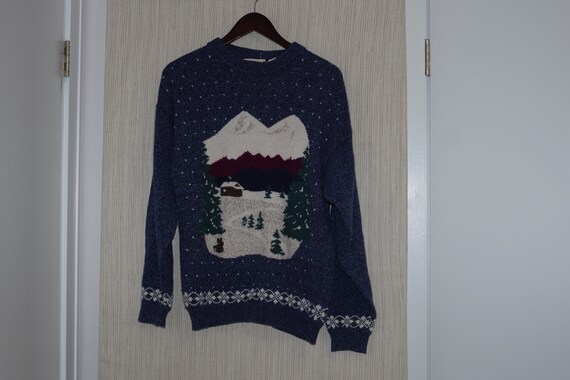 VTG Northern Reflections  Blue Wool Blend Pullove… - image 4