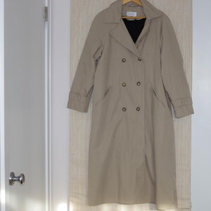 Komitor vintage khaki Doublebreasted lining pleated back Trench coat Size:16