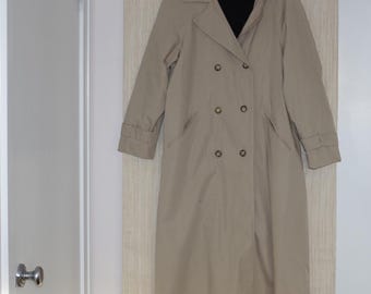Komitor vintage khaki Doublebreasted lining pleated back Trench coat Size:16