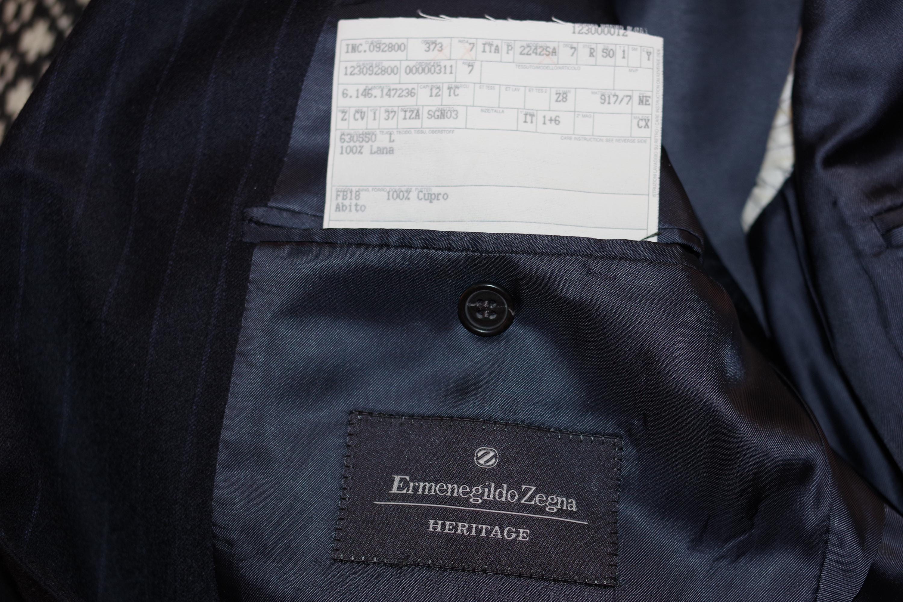 Ermenegildo Zegna Heritage Navy Blue Pinstripe 100%wool Blazer