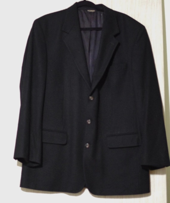 Bill Blass, Bill Blass Lord & Taylor Black Pure Cashmere Men Vintage Blazer Jacket Size:46 L