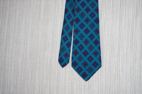 Christian Dior Monsieur Teal Blue Gold Print Tie … - image 3