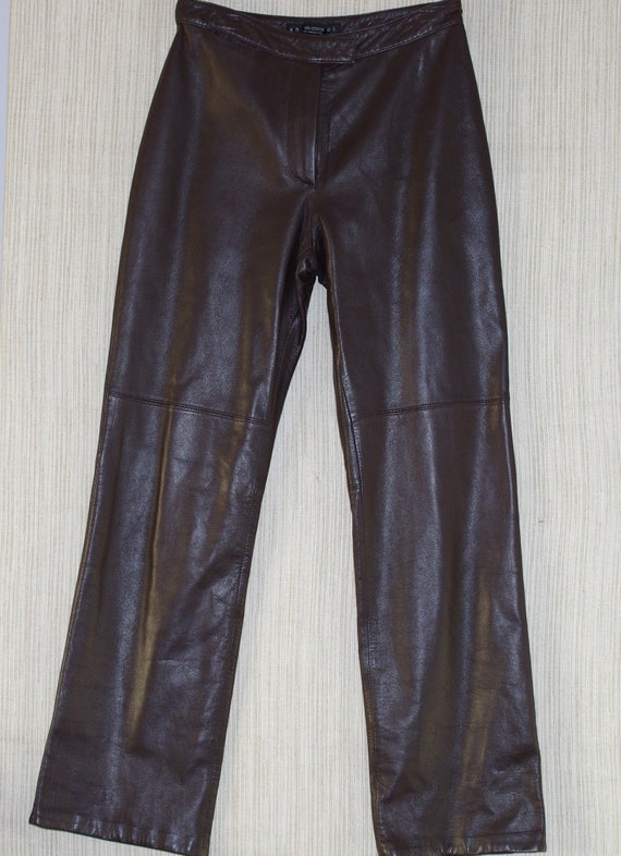 Shin Choi Brown Italian Leather Women's Pants size