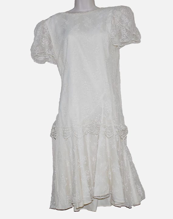 Barbara Chodos Michael Marcella Cream Ivory Short Sleeve Lace Dress:12 -  Etsy