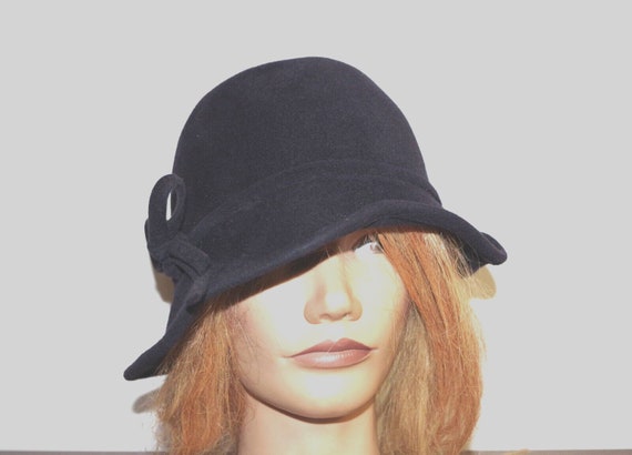 Kathy Jeanne Navy Wool Bucket Hat - image 4