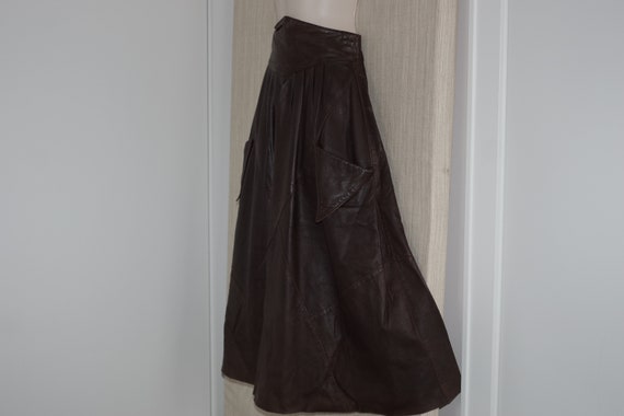 Echtes leder Italy Brown Leather Plaid Flare Boho… - image 7