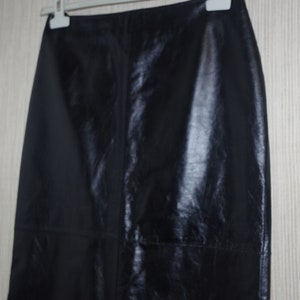 Kenneth Cole NY Black leather midi pencil back slit skirt Size: 8