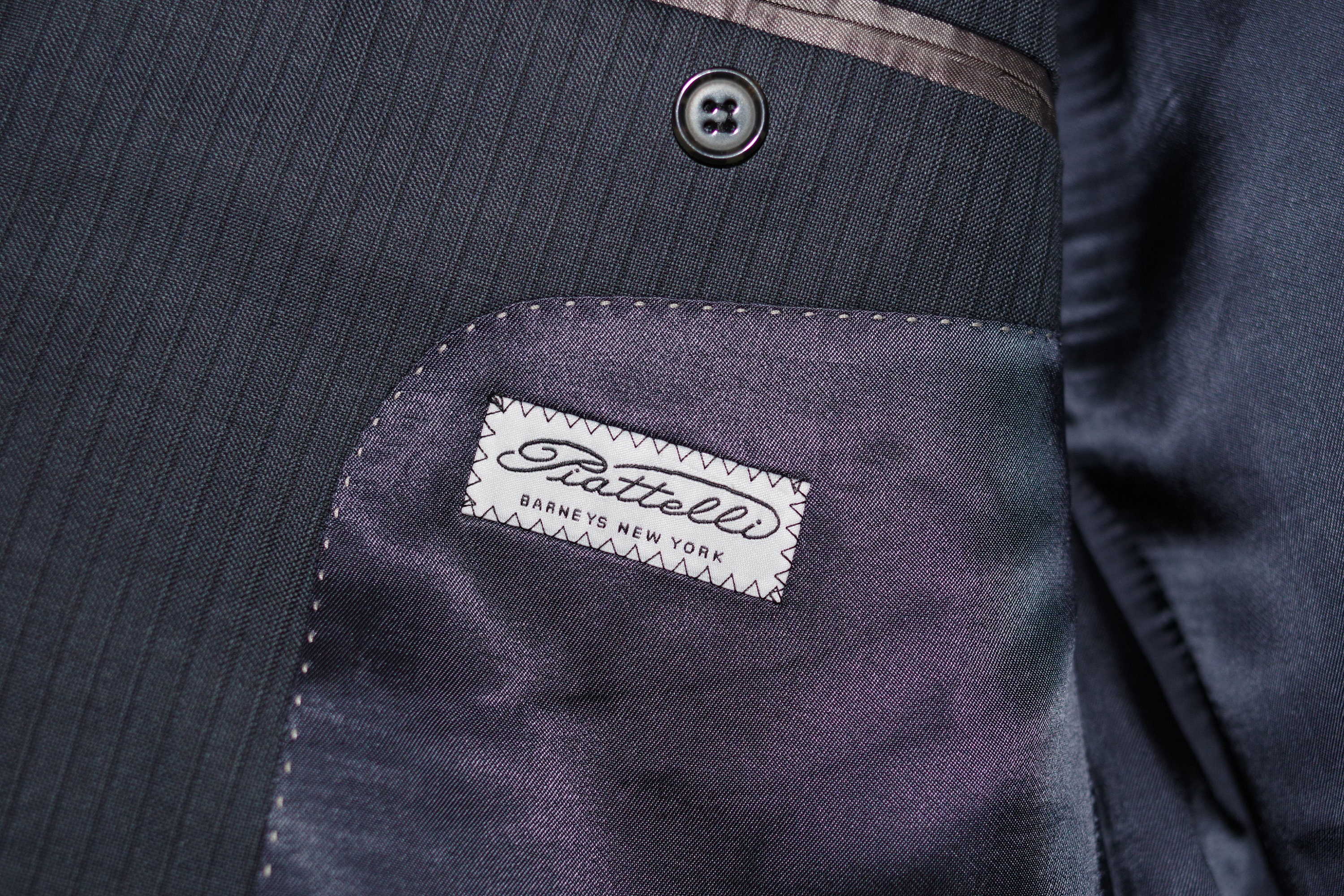 Piattelli Barneys NY Loro Piana Charcoal Wool Striped Blazer Men