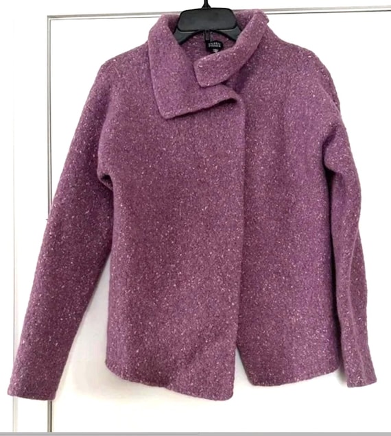 Eileen Fisher Purple Boil Alpaca Silk Wool Jacket Coat Size: S