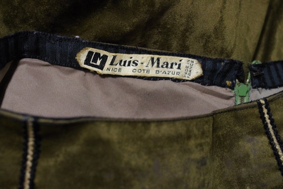 LM Luis Mari Green Velvet A Line Vintage 1950s Sk… - image 2