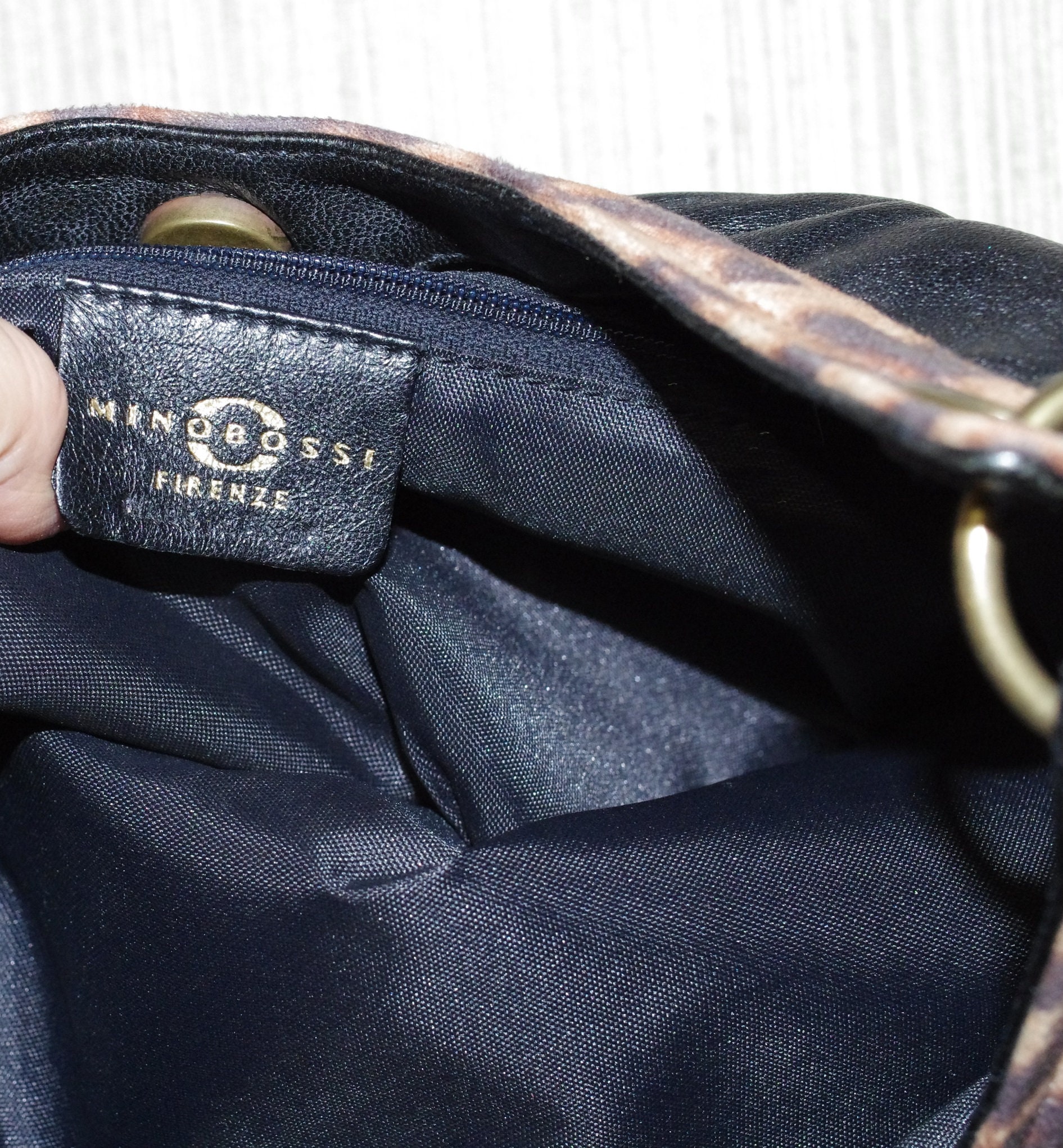 Mino Bossi Black Leather Shoulder Bag - Etsy
