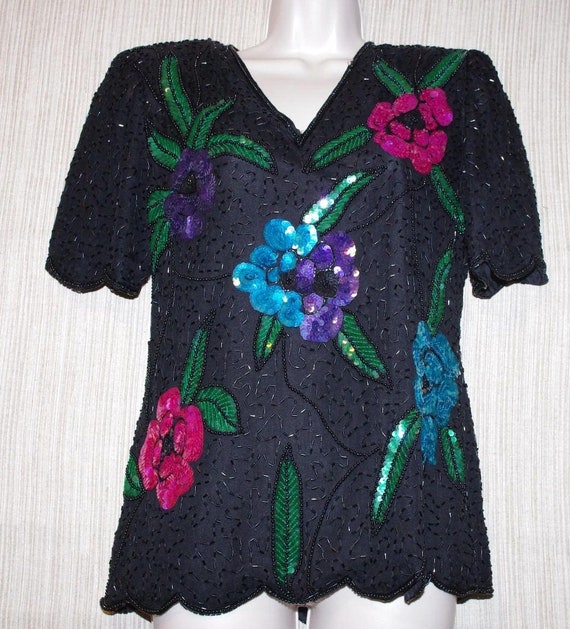 Vintage Laurence Kazar New York Pure Silk Sequin … - image 1