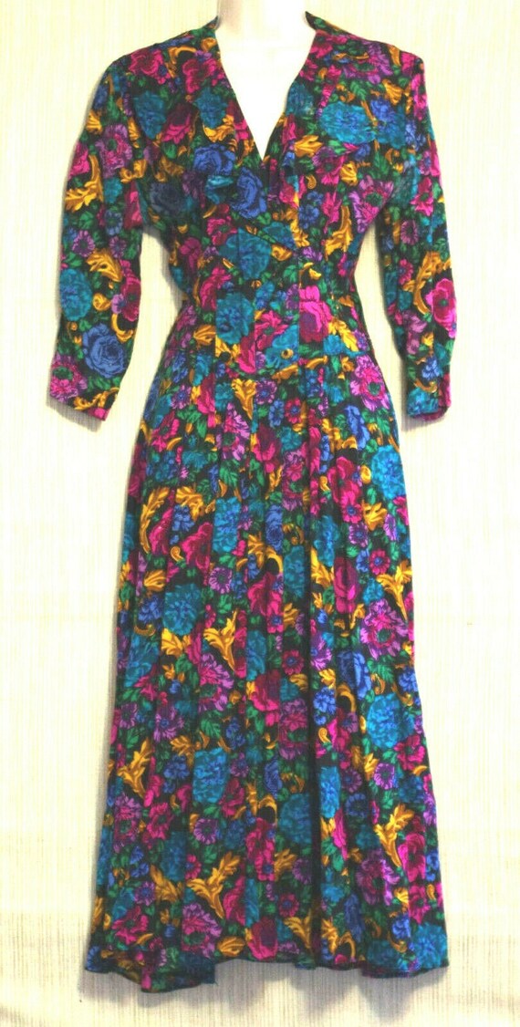 CIMMARON DRESS USA Rayon Floral Long 3/4 Sleeve Dr