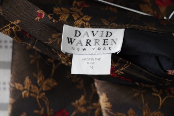 David Warren New York  Brown Bronze Floral Skirt … - image 4