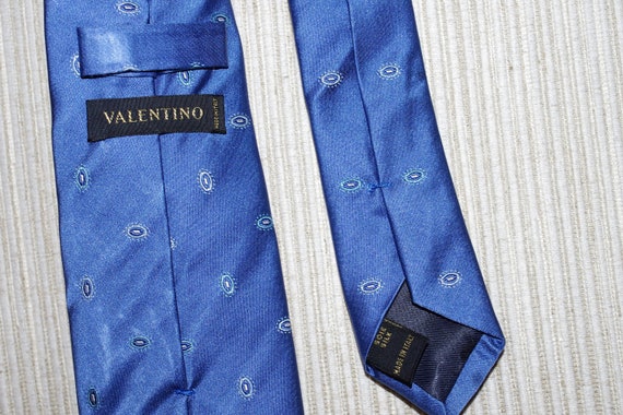 Valentino Cravatte Blue Print Silk Satin Men's Ne… - image 3