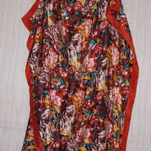 Honey Silk Brown Floral Autium Scarf 30&quot;X30&quot;