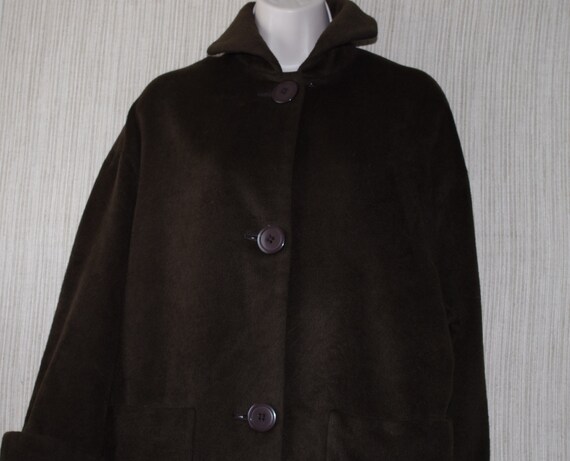 E Italian Brown Green Oversized Cashmere Long Lig… - image 6