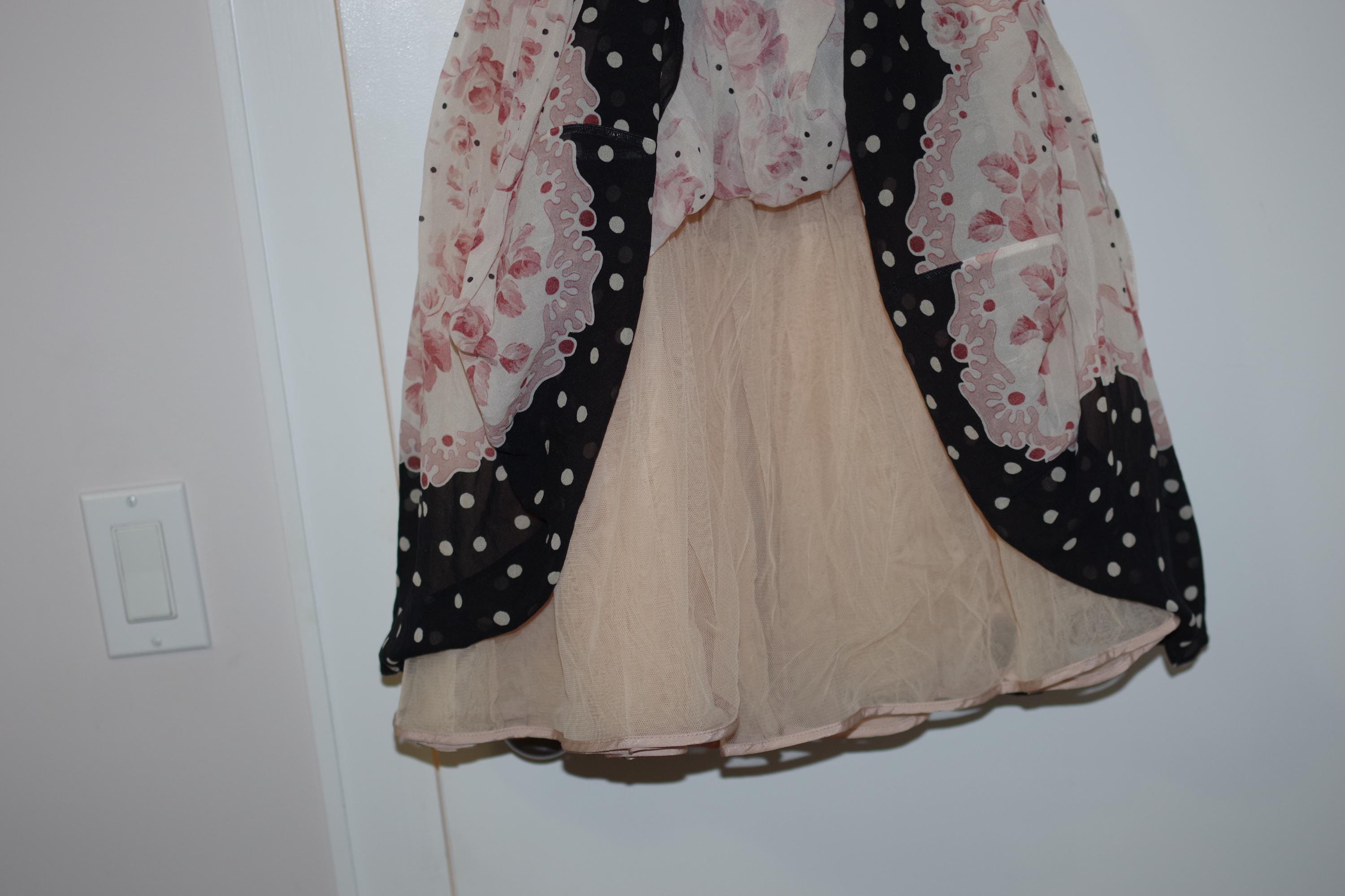 RED Valentino Silk Floral Dress Cherry Blossoms Print Fit Flare
