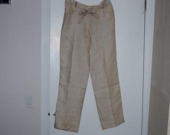 Armani Collezioni Vintage Ivory Linen Viscose Women Trouser Pants