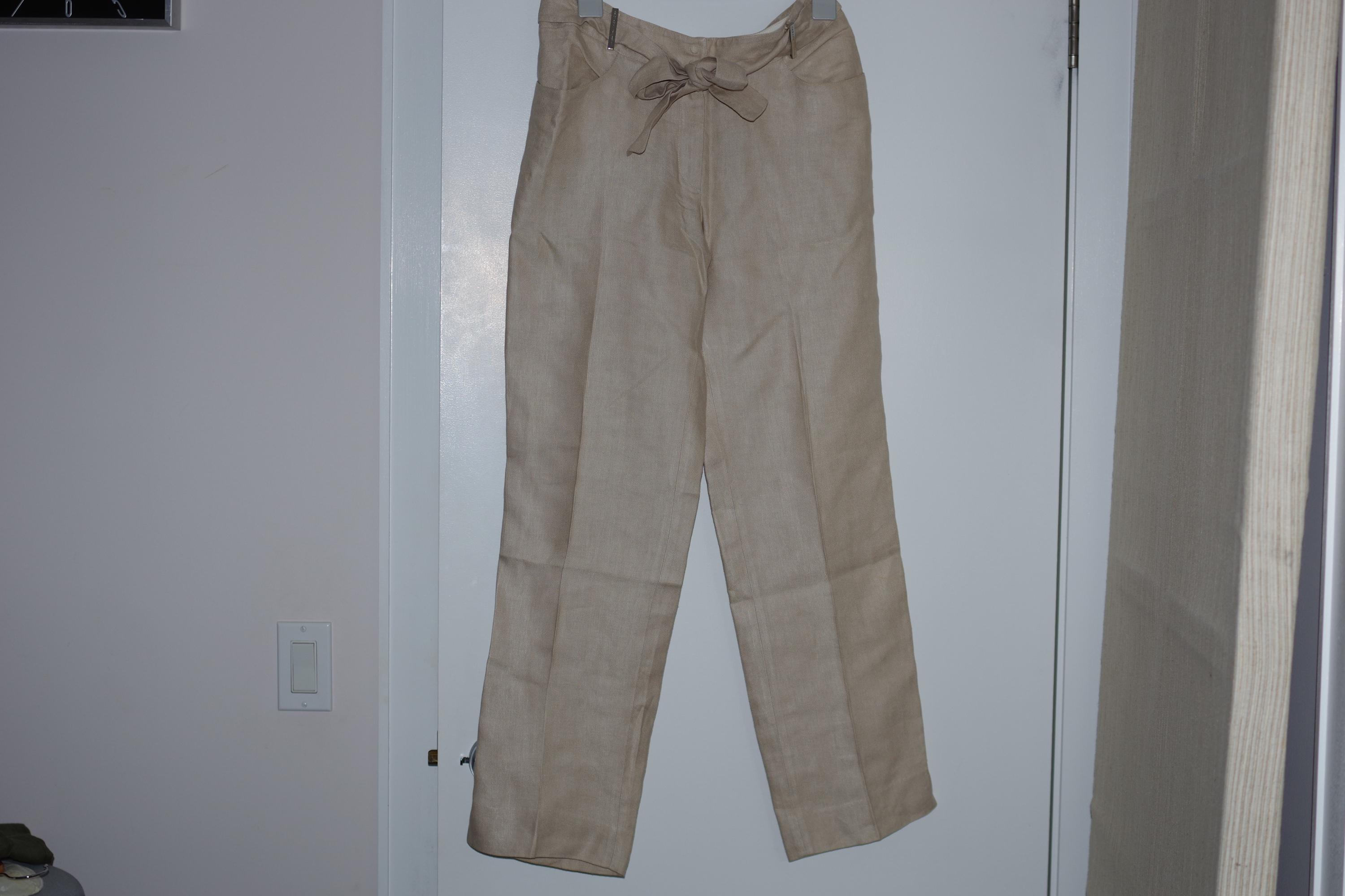 Armani Collezioni Vintage Ivory Linen Viscose Women Trouser Pants