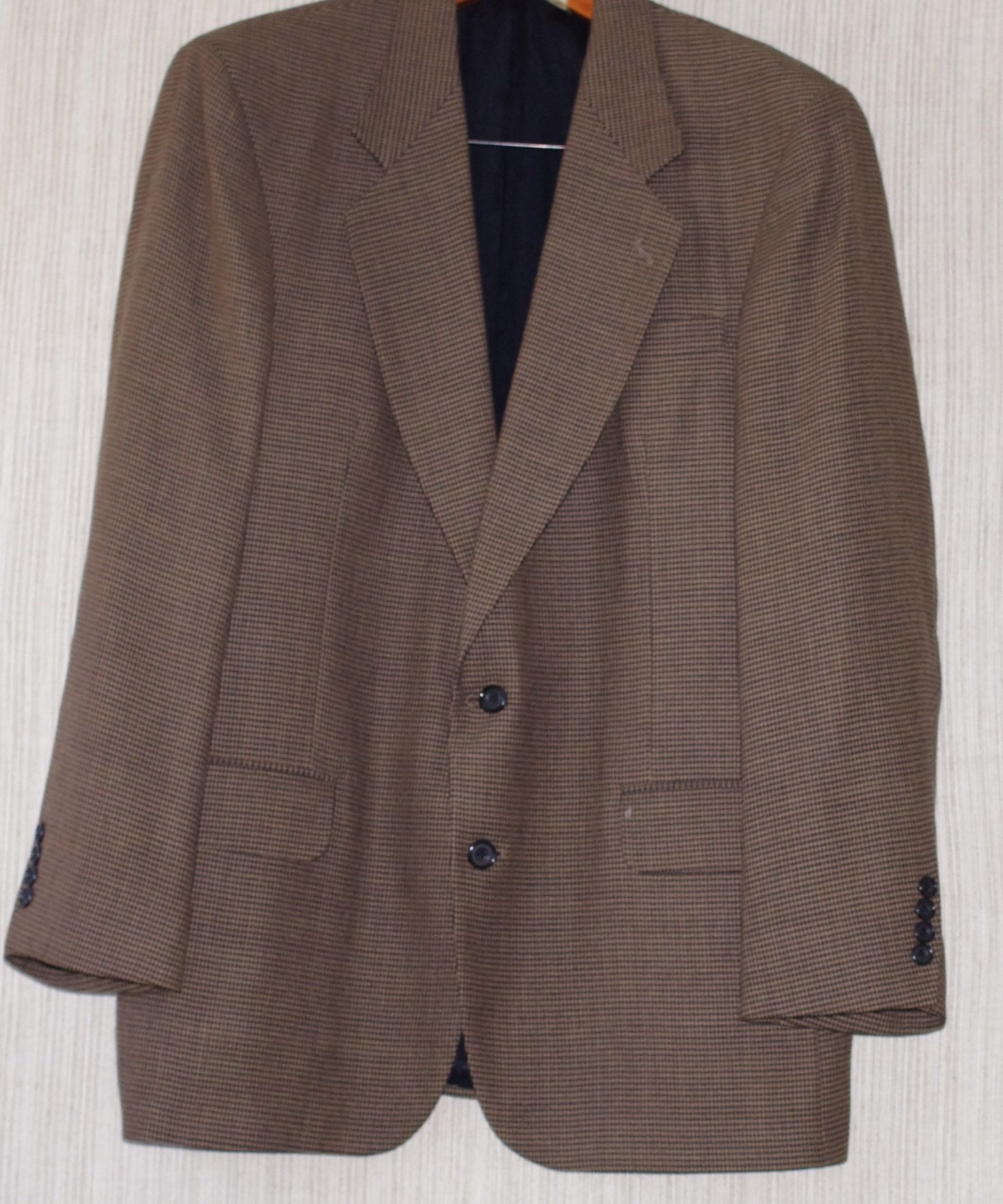 Oscar De La Renta Brown Black Checks 2 Button Vintage Jacket