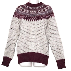 Woolrich vintage wool burgundy wool blend pullover Nordic Fair Isle Style Size L