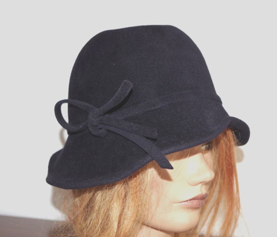 Kathy Jeanne Navy Wool Bucket Hat - image 1