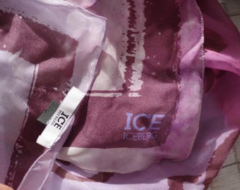 Grote zijden sjaal ICE iceberg zijde bordeauxrode bloemen transparante sjaal gemaakt in Italië