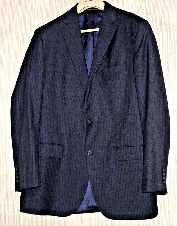 Piattelli Barneys NY Loro Piana Charcoal Wool Striped Blazer Men
