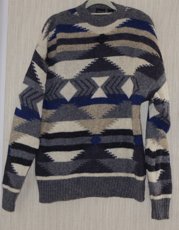 STRUCTURE Wool Gray Blue Mock Neck Multicolor Swe… - image 1