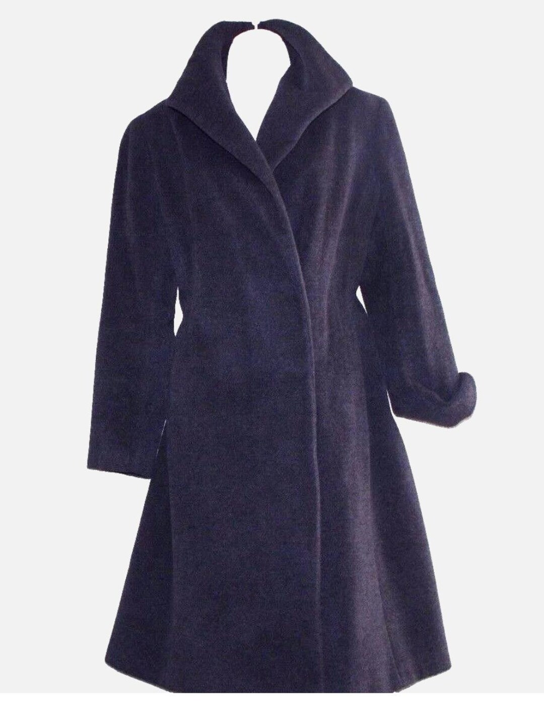 CALVIN KLEIN Charcoal Gray Angora Wool Blend Women Trench Coat 